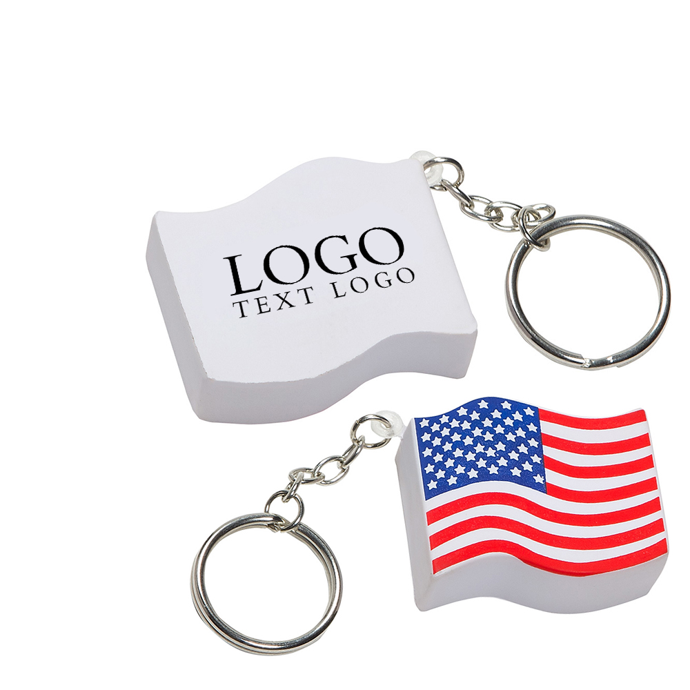 US Flag Stress Reliever Key Chain With Logo