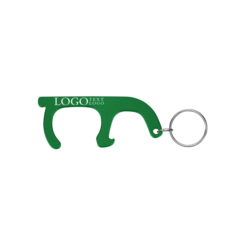 PPE Hygiene Door Opener And No-Touch Key Chain Green With Logo
