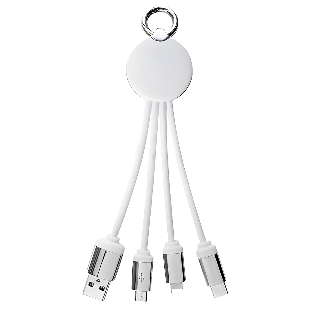 3 in1 USB Cable Keychain White