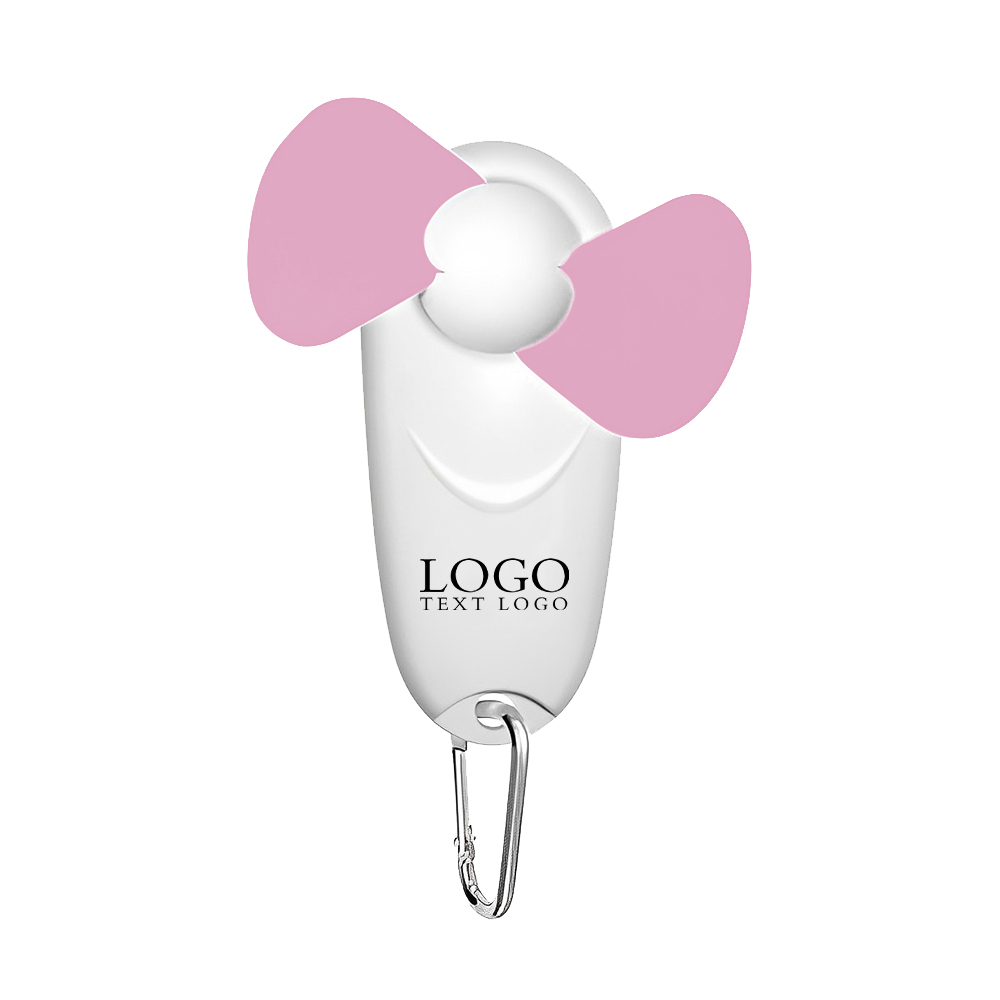 Pink Portable Fan With LED Light Keychain With Logo