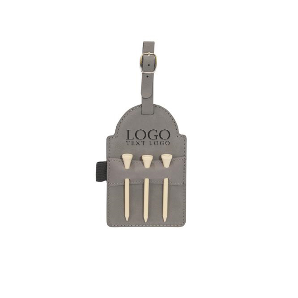 Leatherette Golf Bag Tag Gray With Logo