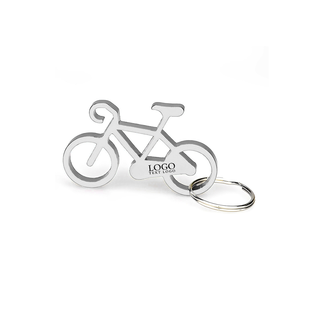Bicycle Shaped Keychain With Bottle Opener Silver With Logo
