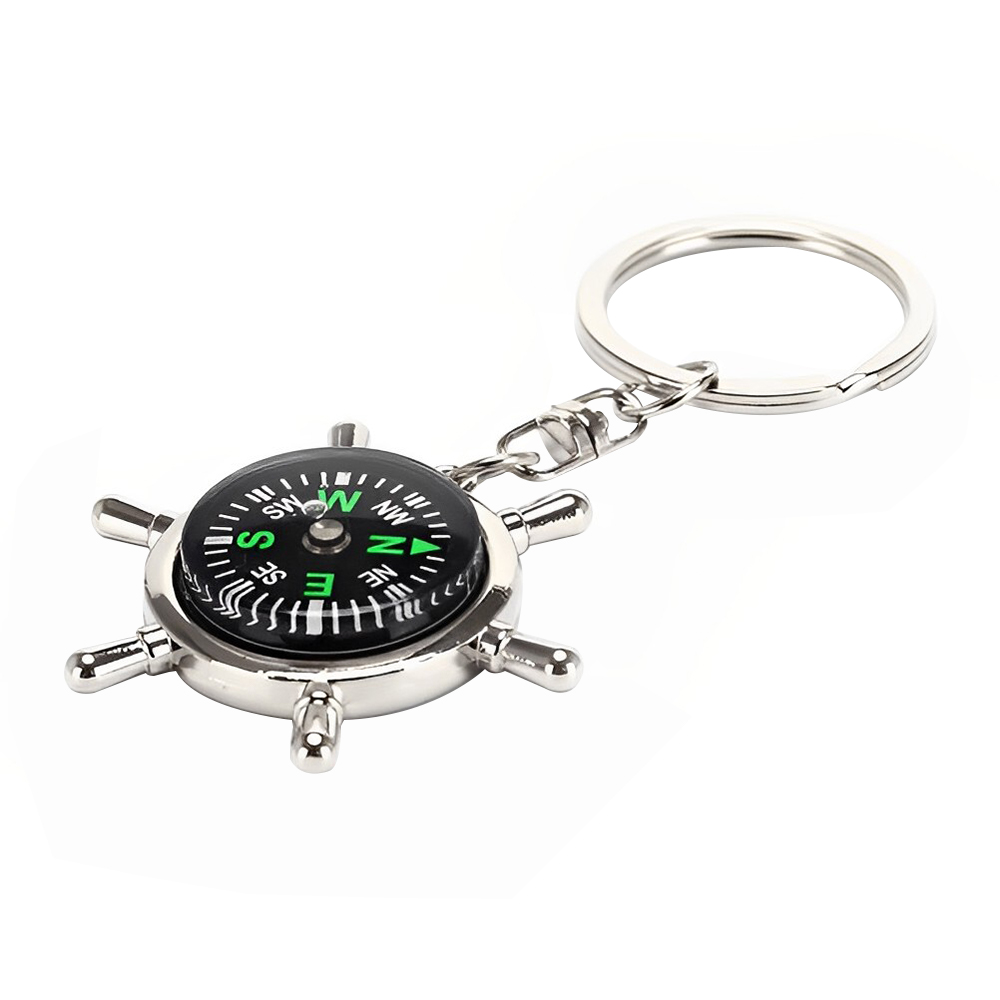 Helmsman Shape Keychain with Compass Decoration-Front