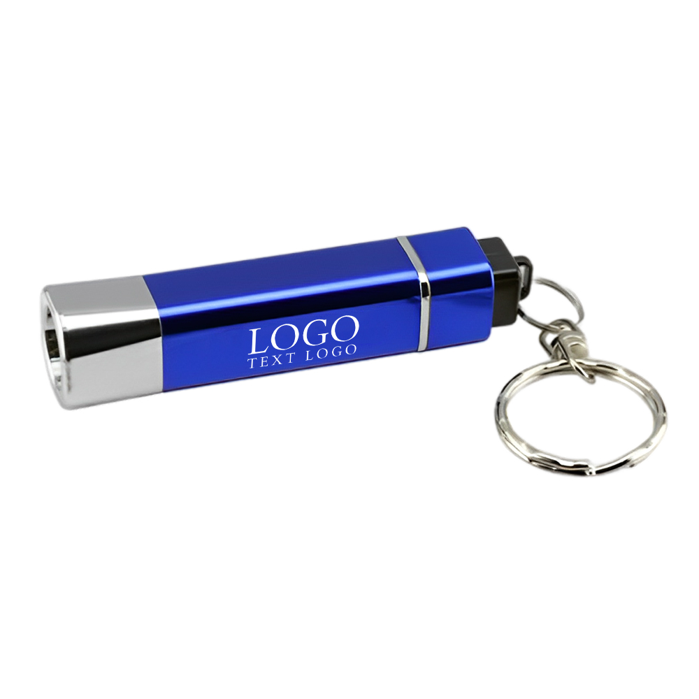 Marketing Square LED Flashlight Keychain Blue With Logo