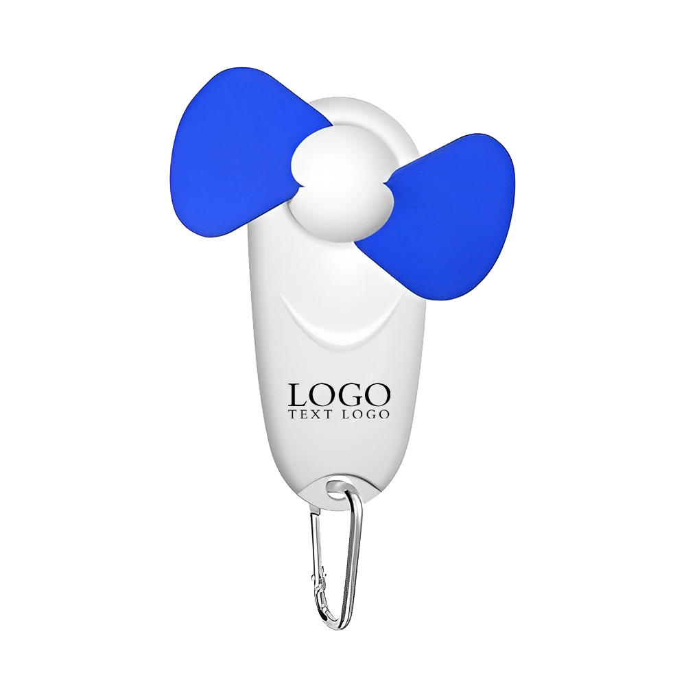 Blue Portable Fan With LED Light Keychain With Logo