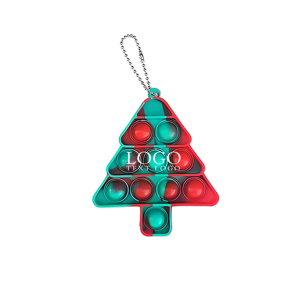 Christmas Tree Toy Keychain Green Red Logo