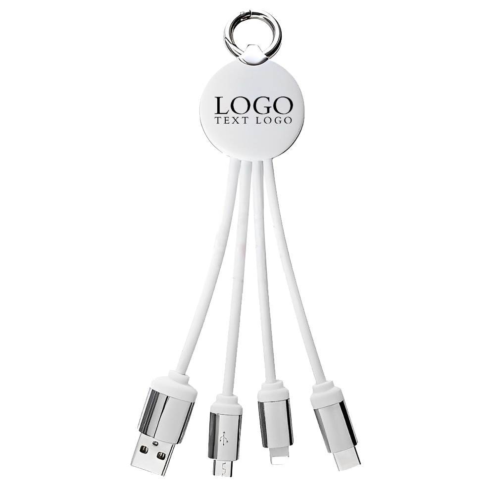 3 in1 USB Cable Keychain Logo White