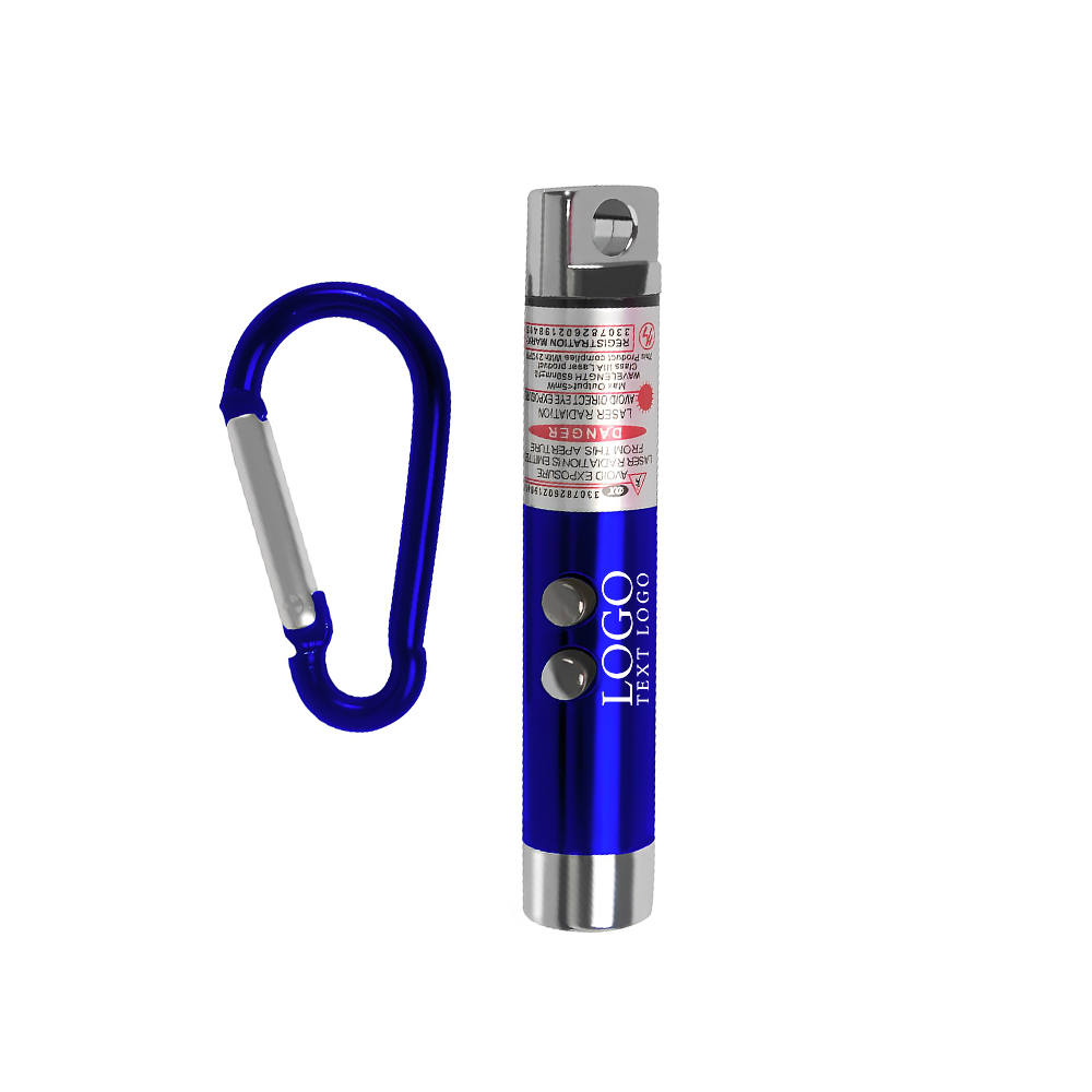 2-LED Laser Pointer Keychain Flashlight Blue With Logo