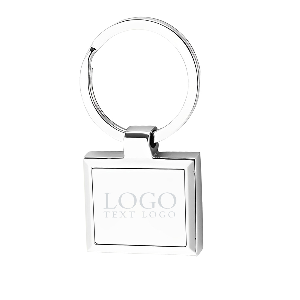 Square Frame Metal Keychains Logo