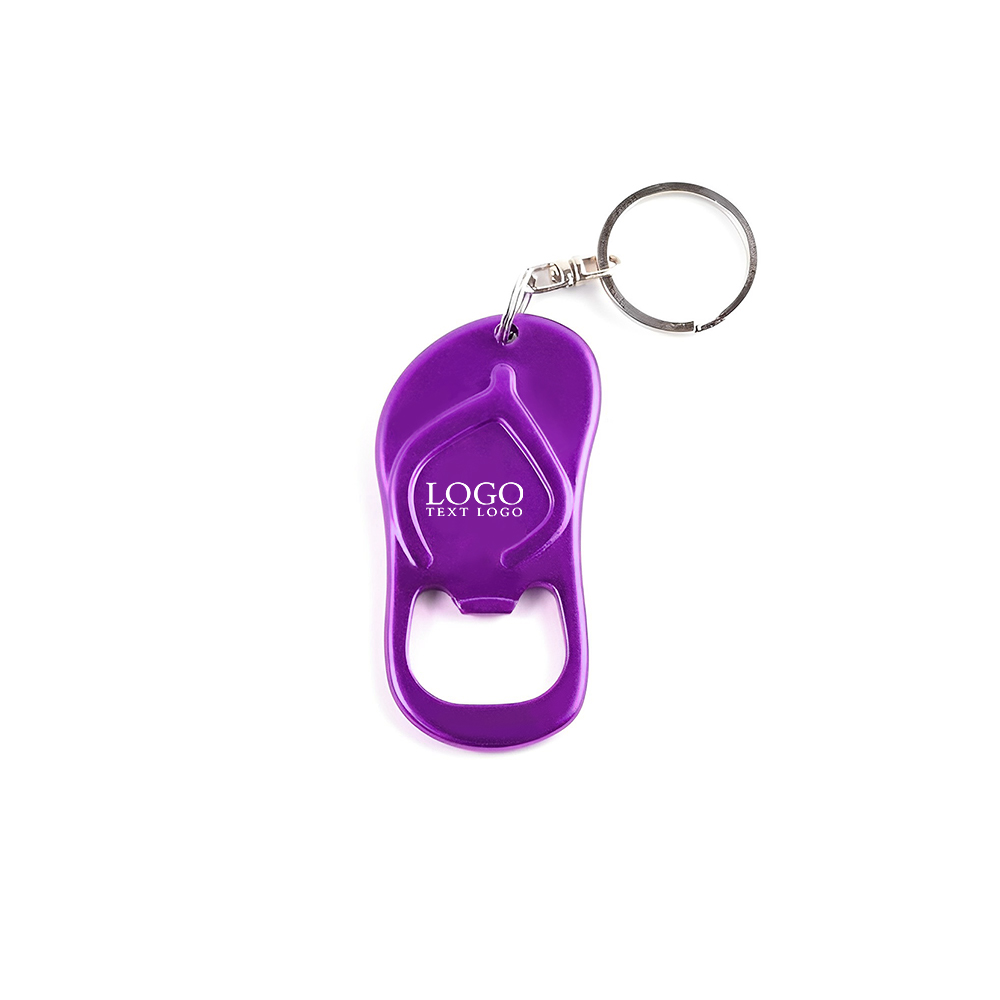Marketing Sandal Bottle Opener Key Chain Purple With Logo