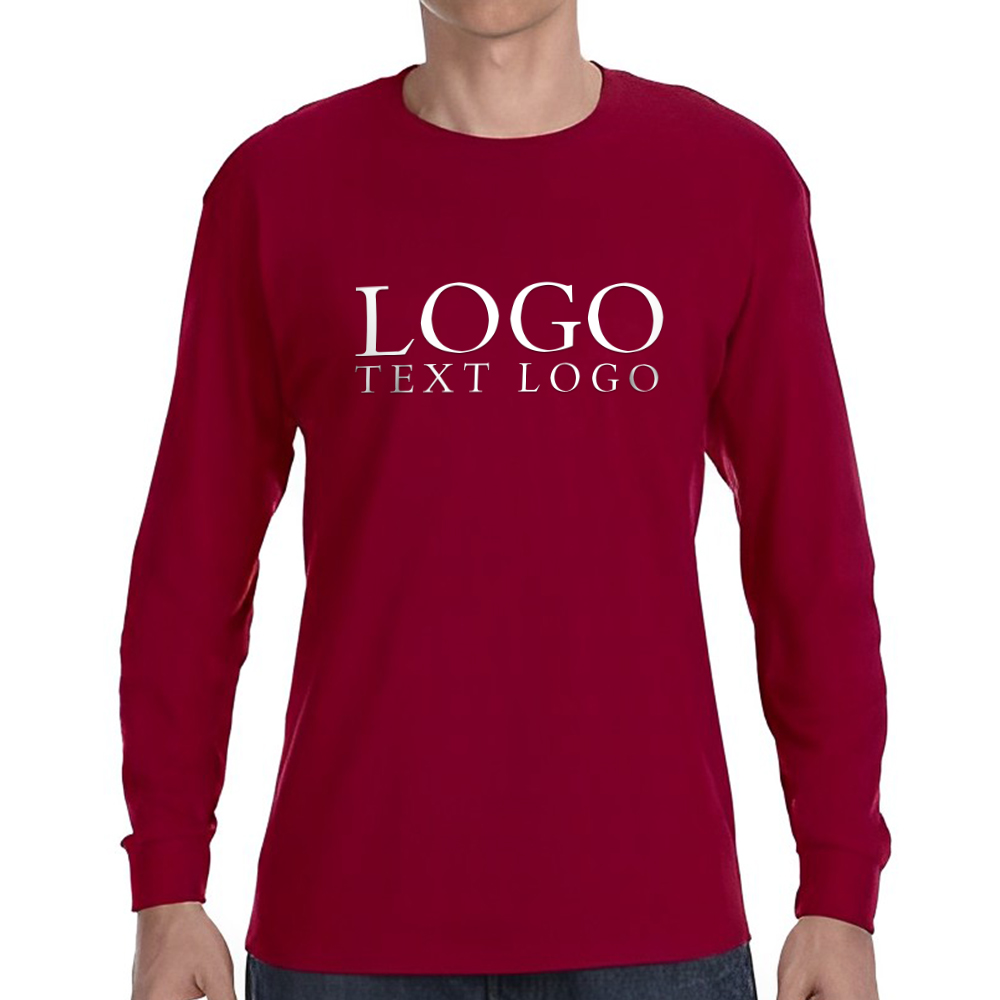 Marketing Gildan Heavy Cotton Long Sleeve T-Shirt Cardinal Red With Logo