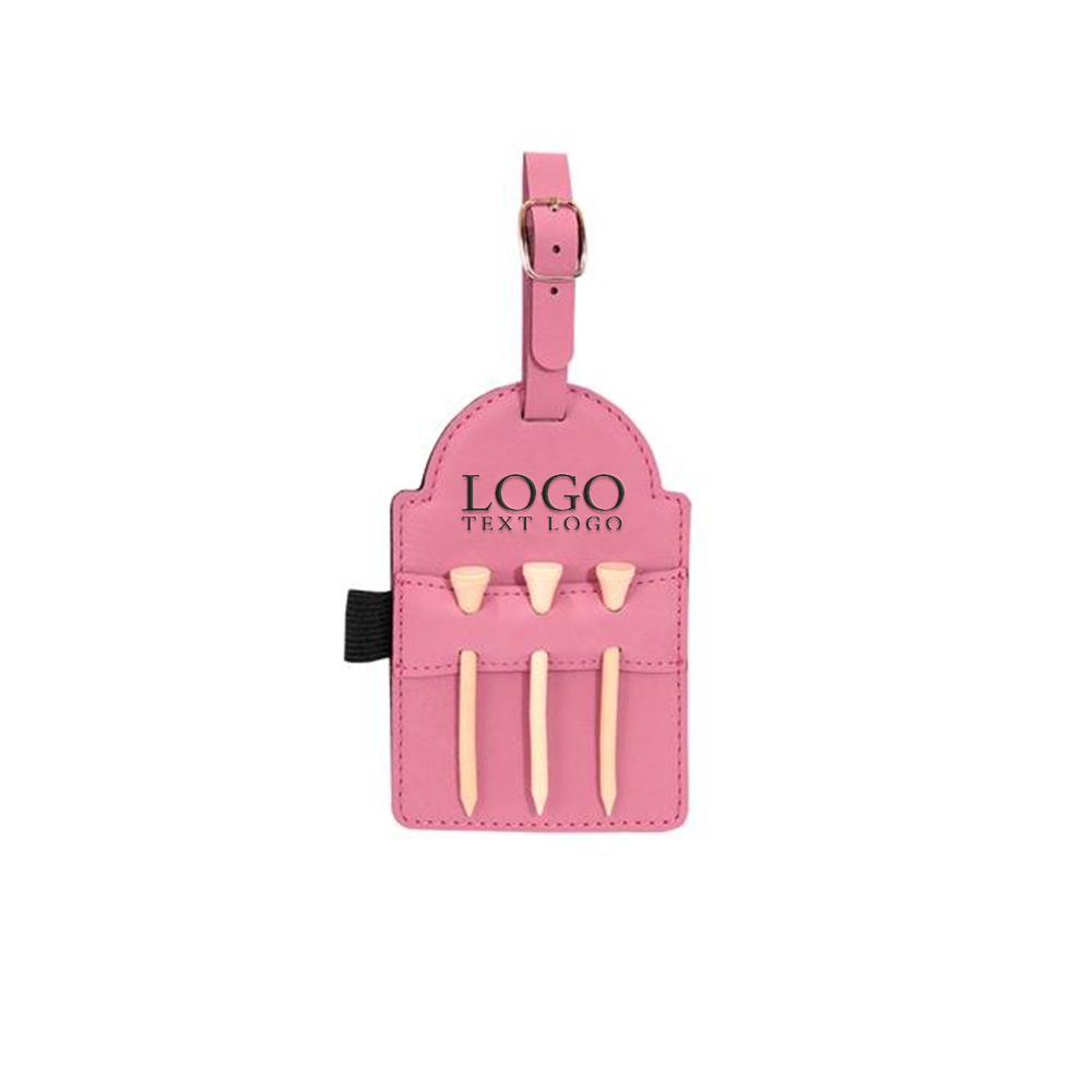 Leatherette Golf Bag Tag Pink With Logo