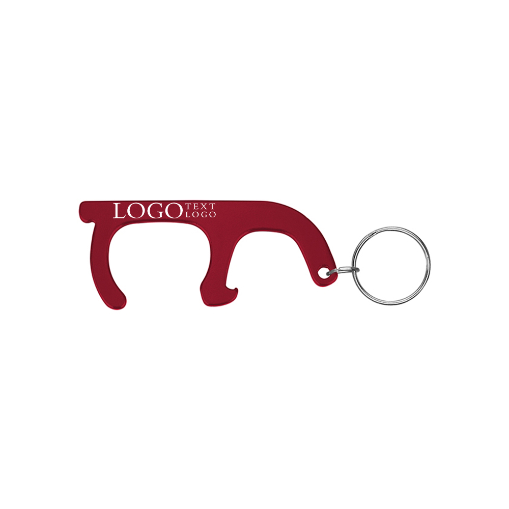 PPE Hygiene Door Opener And No-Touch Key Chain Red Color With Logo