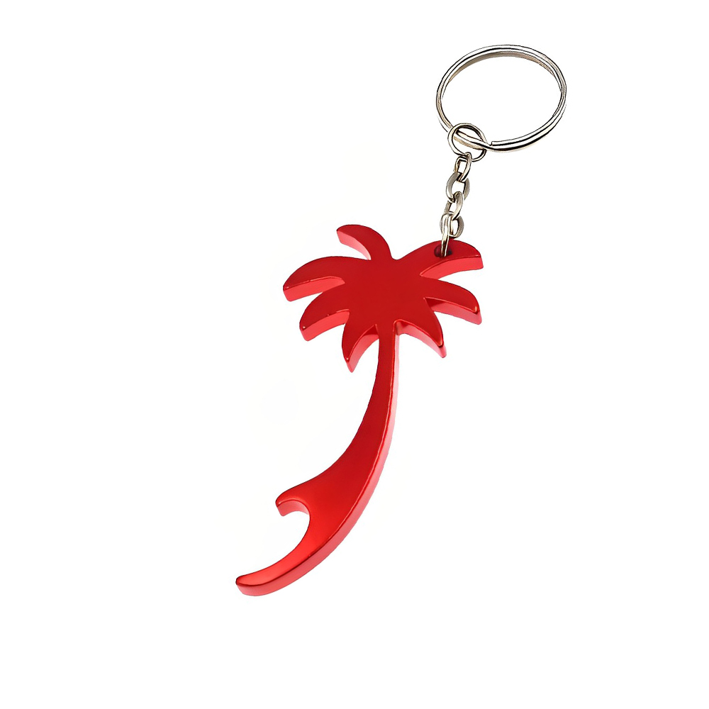 Red Palm Tree Bottle Opener Keychain for Summer