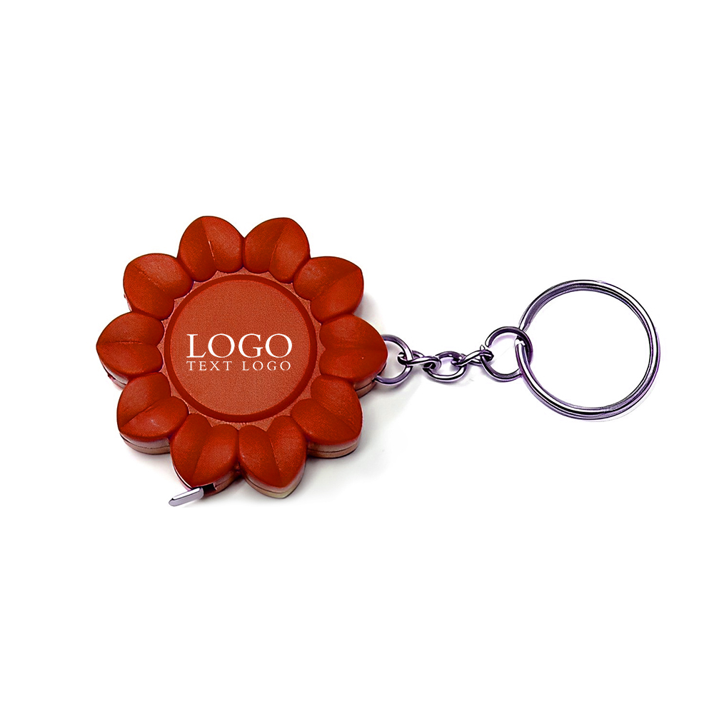 Sunflower Shape Tape Measure Key Chain Red With Logo