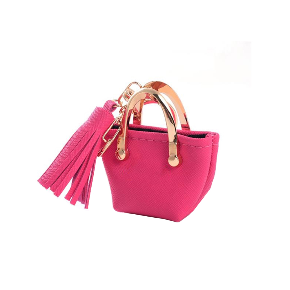 Pink Leather Kiss Lock Coin Purse Wallet