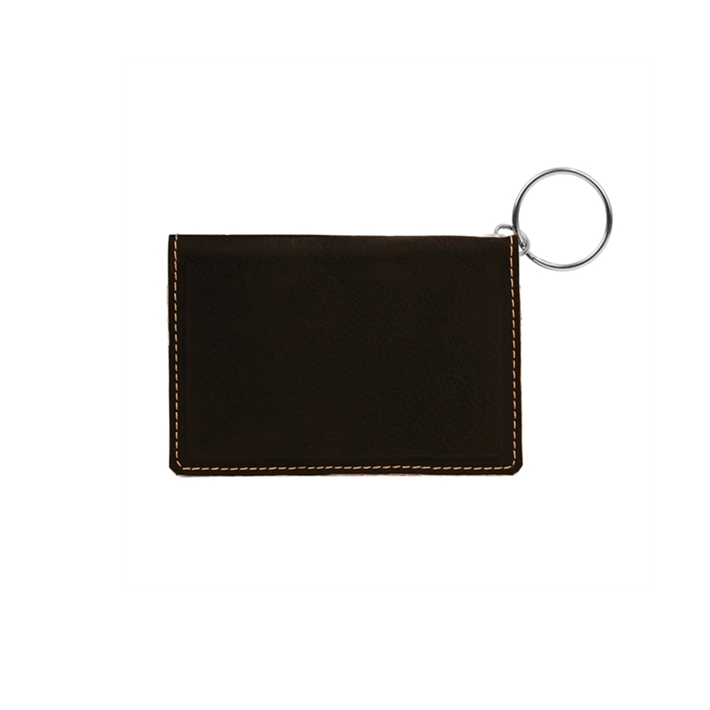 Leatherette Keychain ID Holder Black Blank