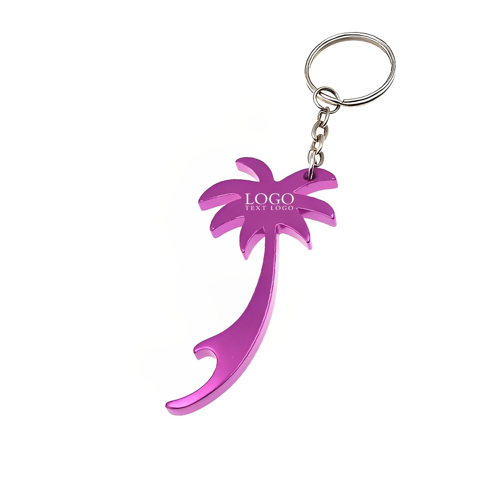 Purple Palm Tree Bottle Opener Keychain for Summer With Logo