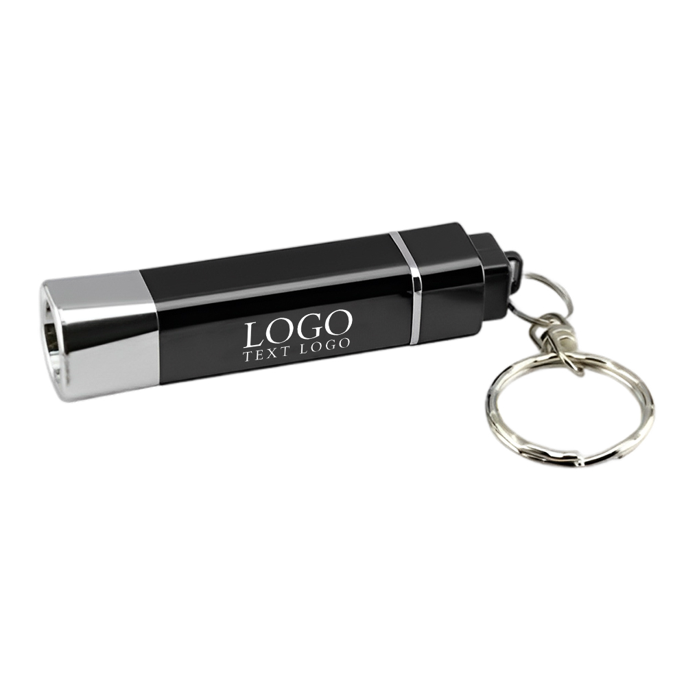 Marketing Square LED Flashlight Keychain Black With Logo