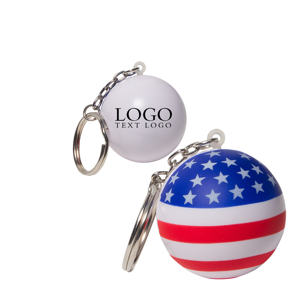 Patriotic Stress Ball Key Chain With Logo