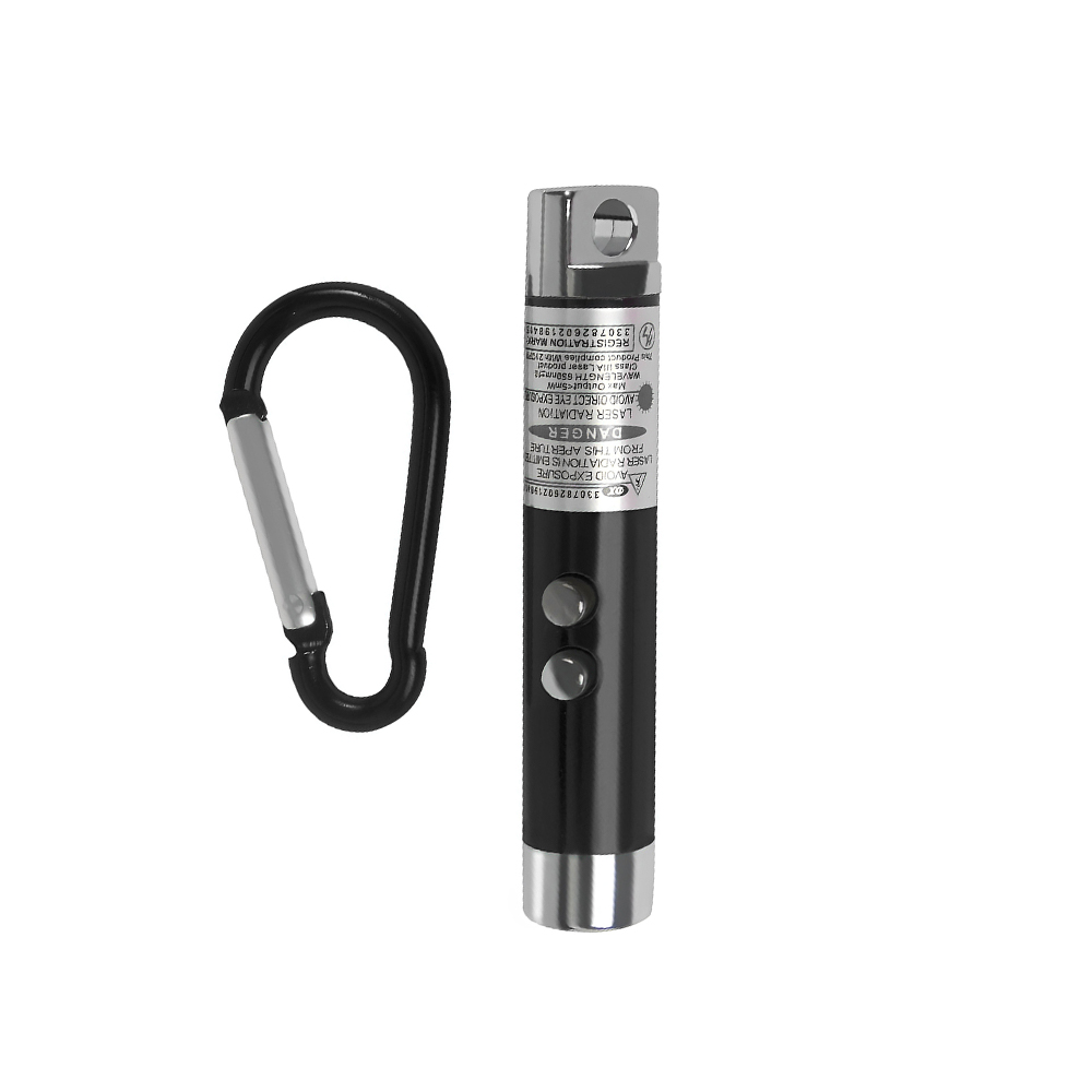 2-LED Laser Pointer Keychain Flashlight Black