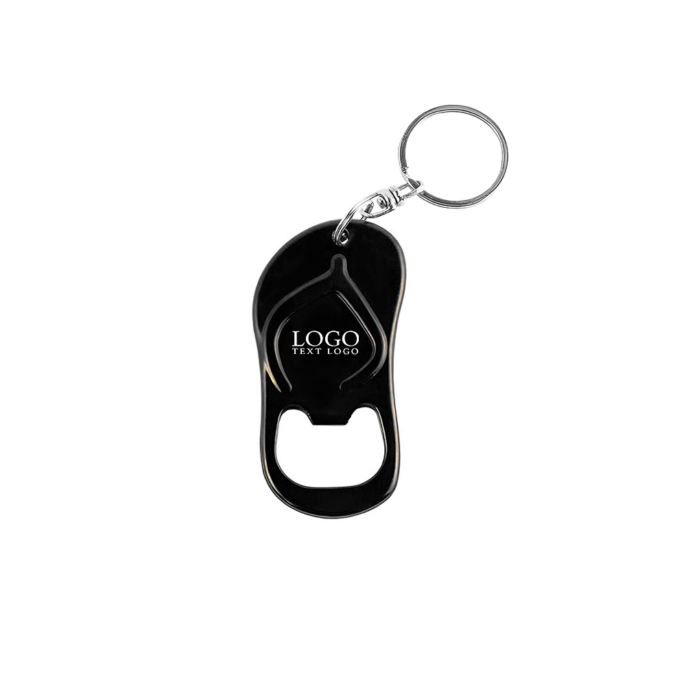 Marketing Sandal Bottle Opener Key Chain Black With Logo
