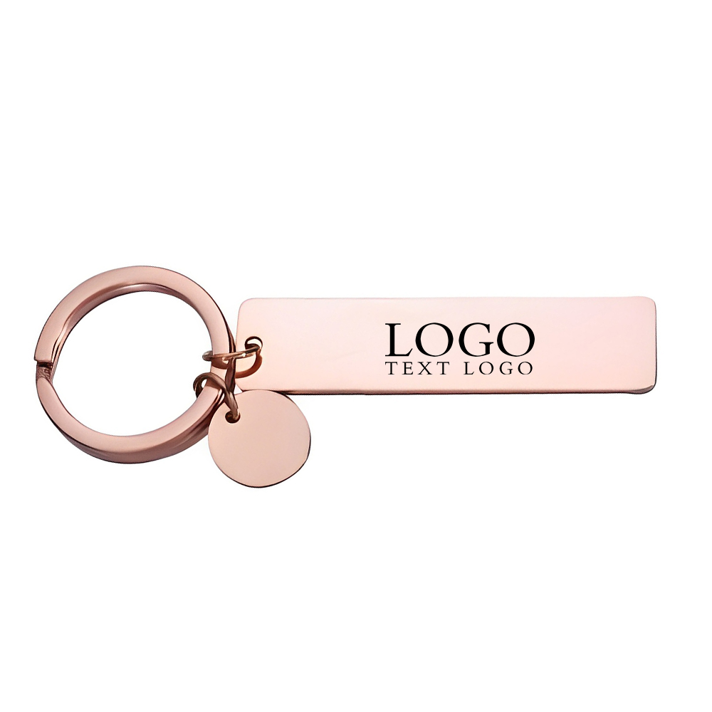 Stainless Steel Rectangle Keychain Logo RoseGold