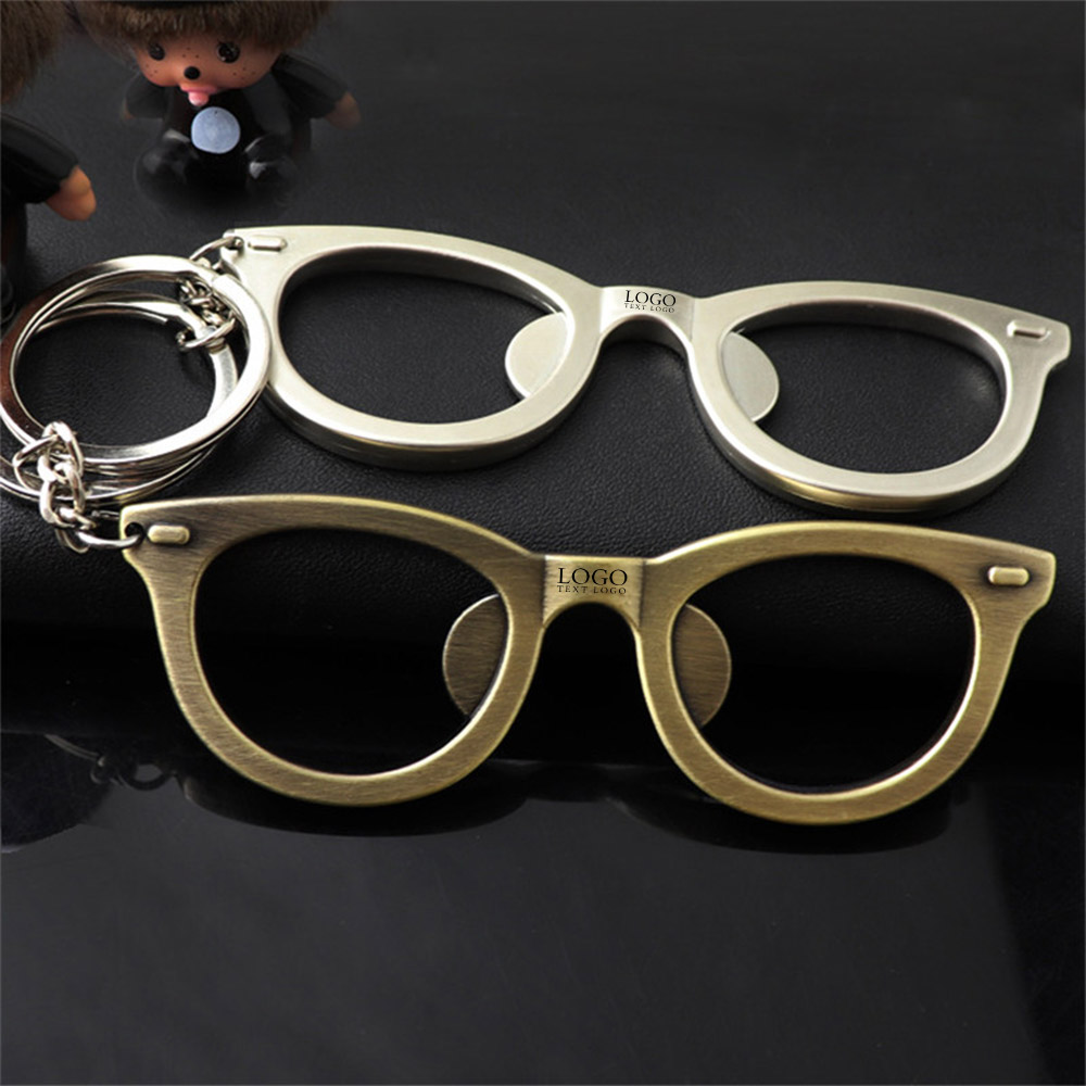 Glasses Shaped Metal Keychains