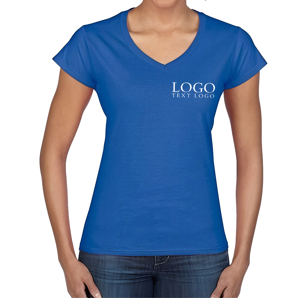 Royal Blue Personalized Softstyle Ladies V-Neck T-Shirt With Logo