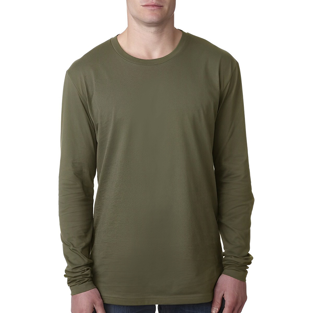 Next Level Men's Cotton Long-Sleeve Adult T-Shirt Military Green