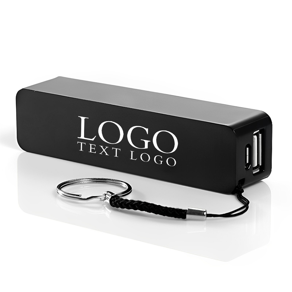 Power Bank with Keychain Logo Black