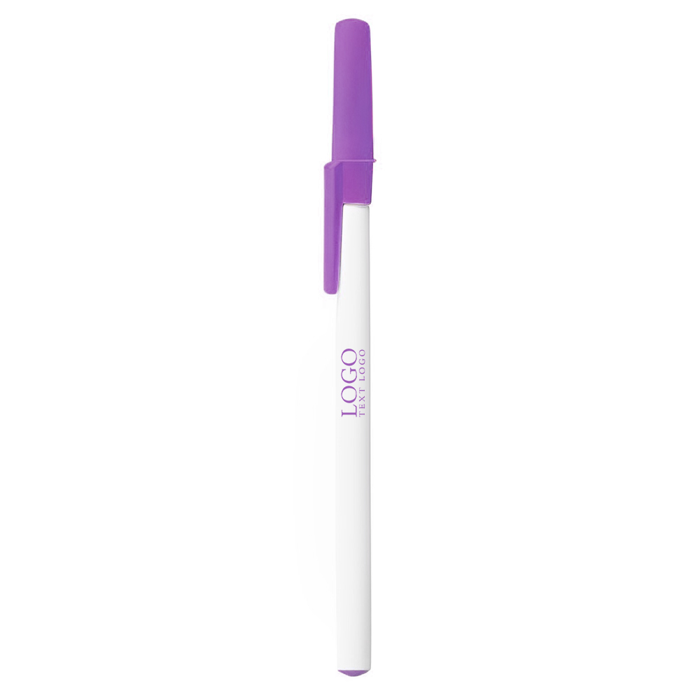 Purple Promotional Ballpoint Pen with Colored Cap And Accent With Logo