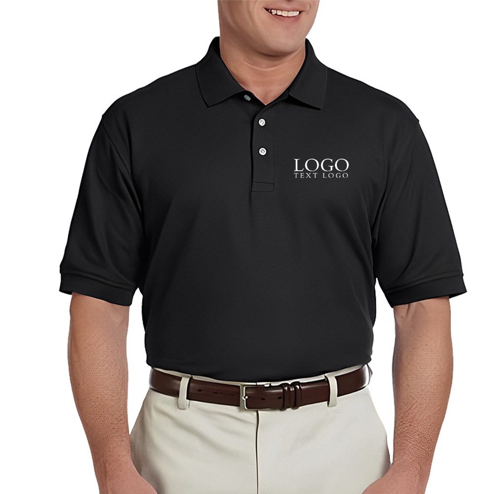 Black Men's Short-Sleeve Polo Shirt With Logo