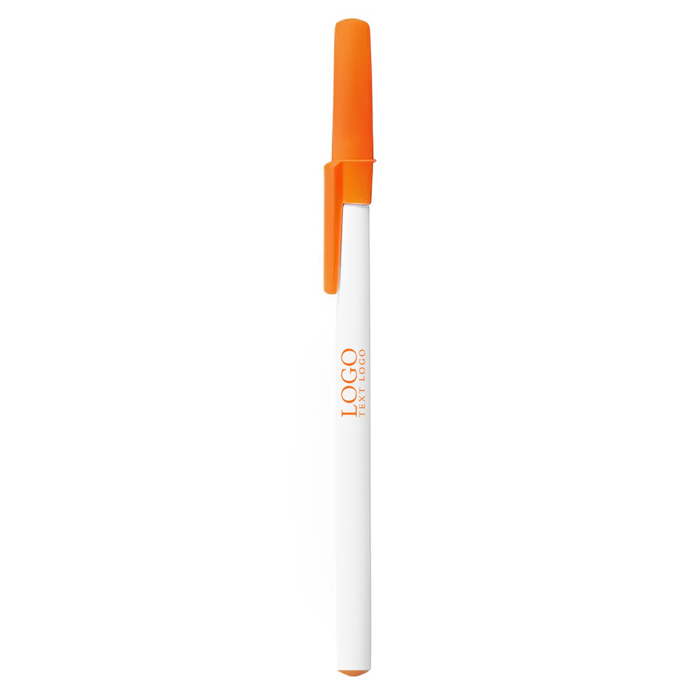 Ornage Promotional Ballpoint Pen with Colored Cap And Accent With Logo