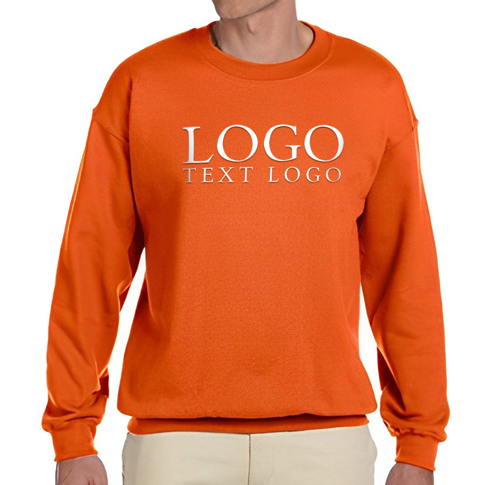Marketing Gildan Heavy Blend Crewneck Sweatshirts Orange With Logo