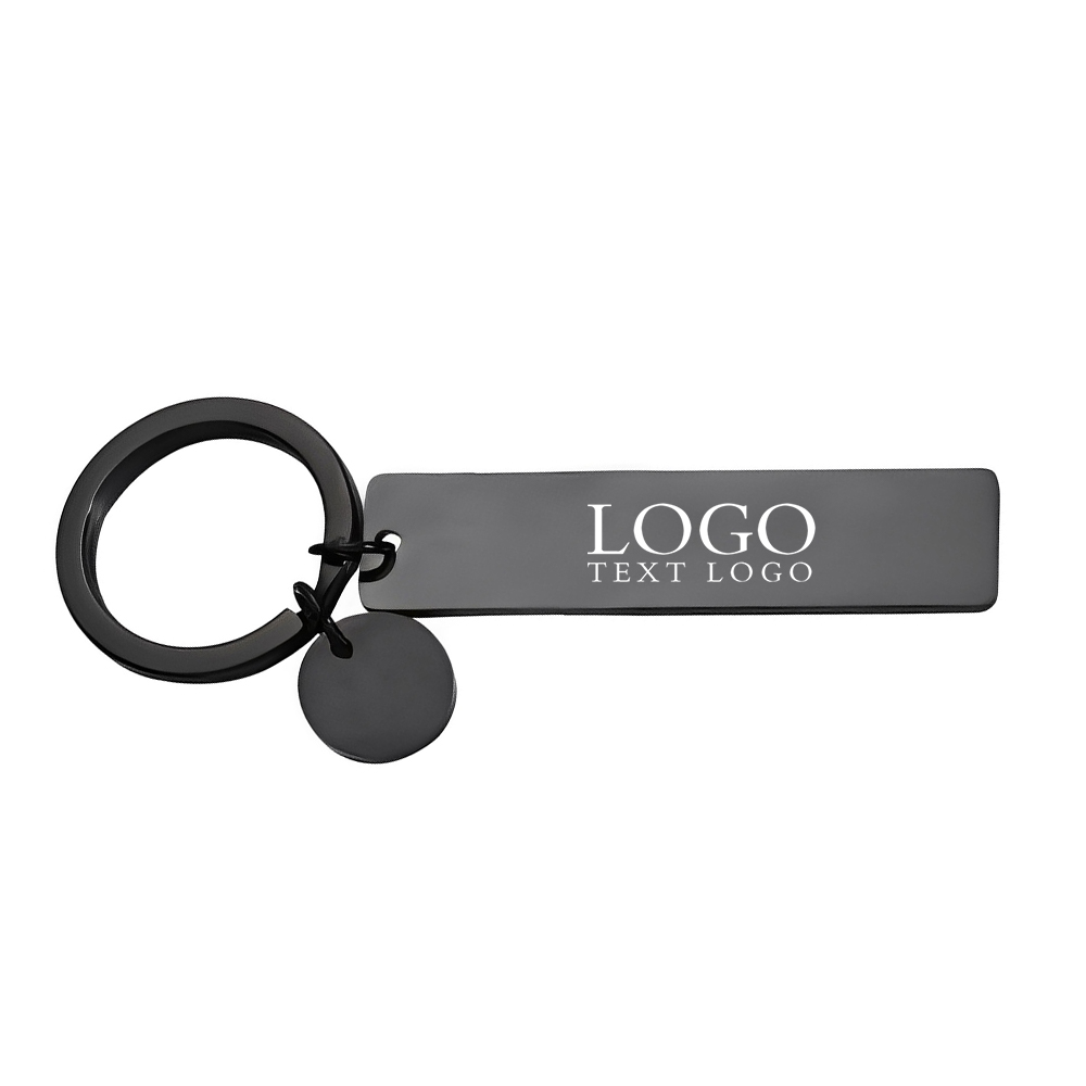 Stainless Steel Rectangle Keychain Logo Black