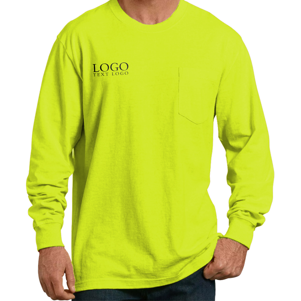 Yellow Custom Long Sleeve T-Shirt with 100% Preshrunk Cotton With Logo