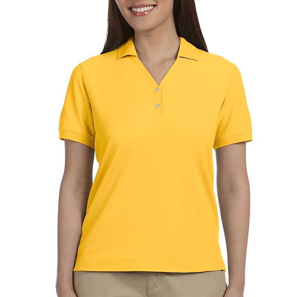 Devon & Jones Ladies' Y-Collar Short-Sleeve Polo Shirt Yellow Front