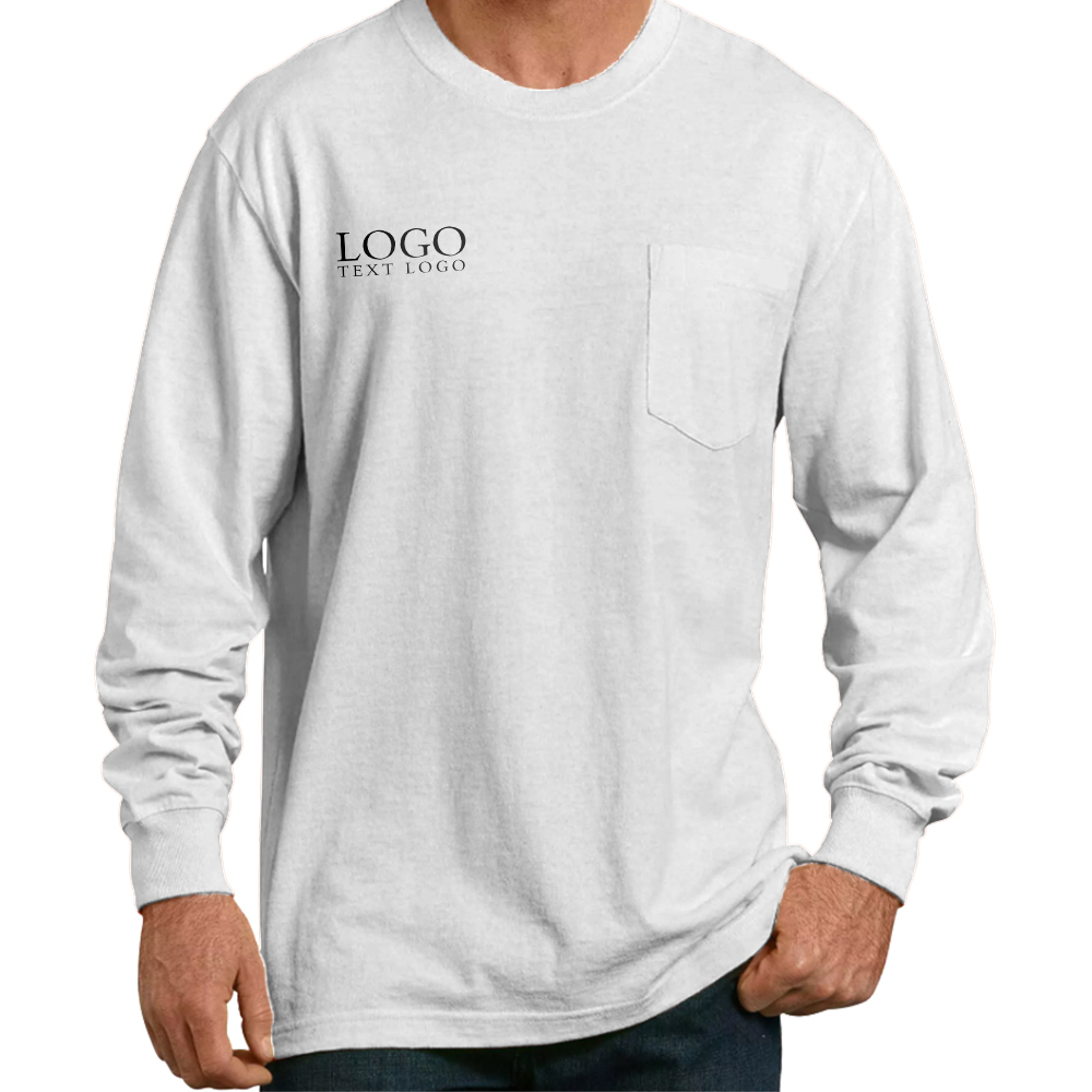 White Custom Long Sleeve T-Shirt with 100% Preshrunk Cotton With Logo