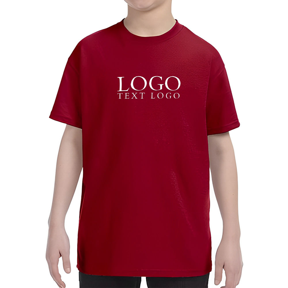 Custom Gildan Heavy Cotton Youth T-shirts Maroon With Logo