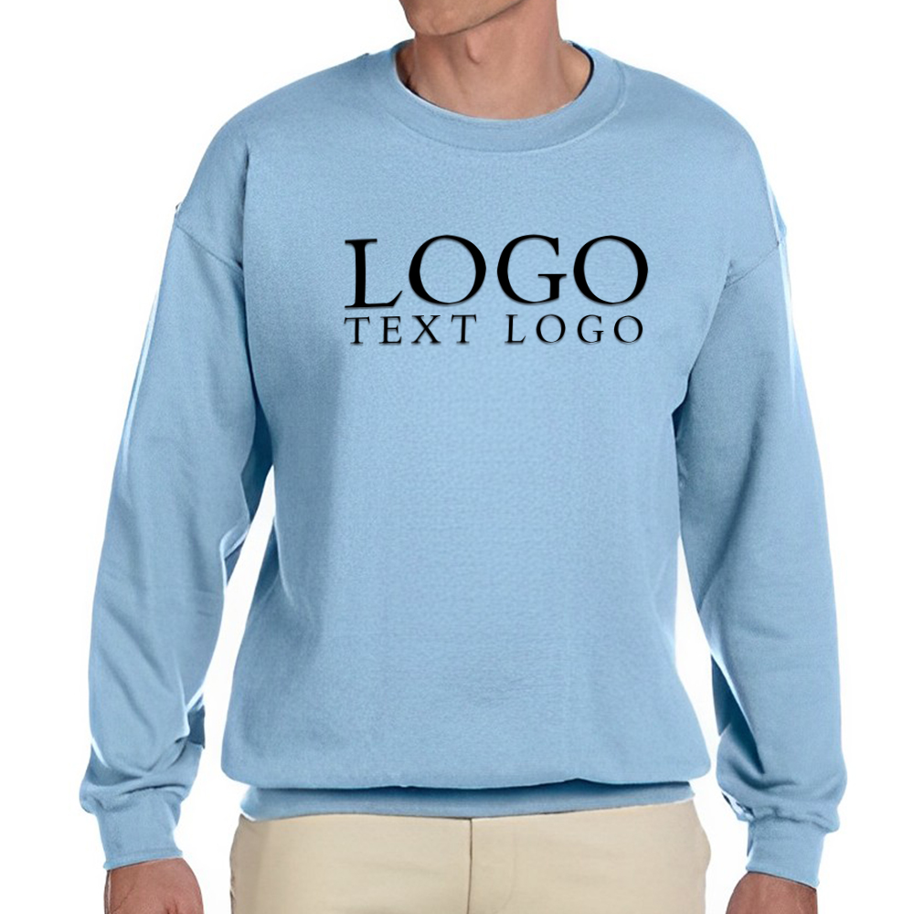 Marketing Gildan Heavy Blend Crewneck Sweatshirts Light Blue With Logo