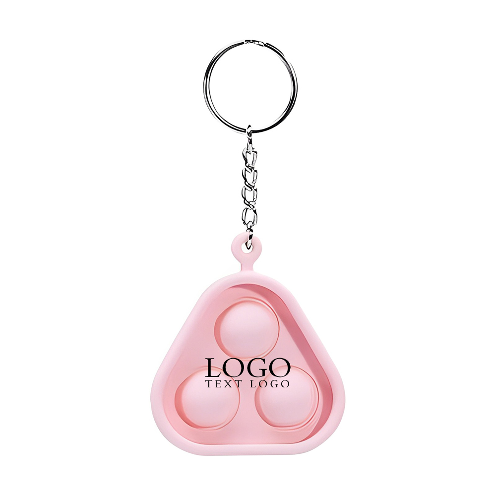 Silicone Triangular Key Chain Logo Pink