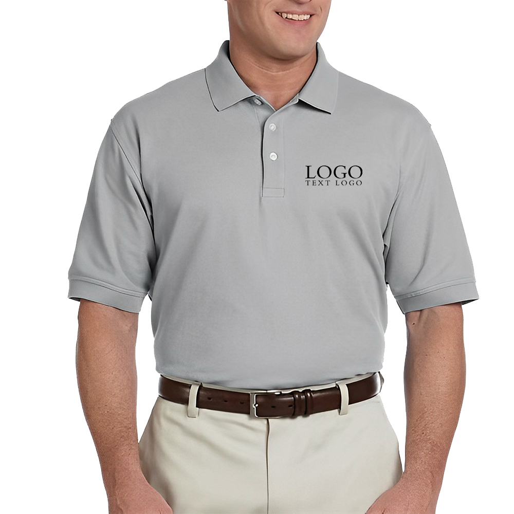 Gray Men's Short-Sleeve Polo Shirt With Logo
