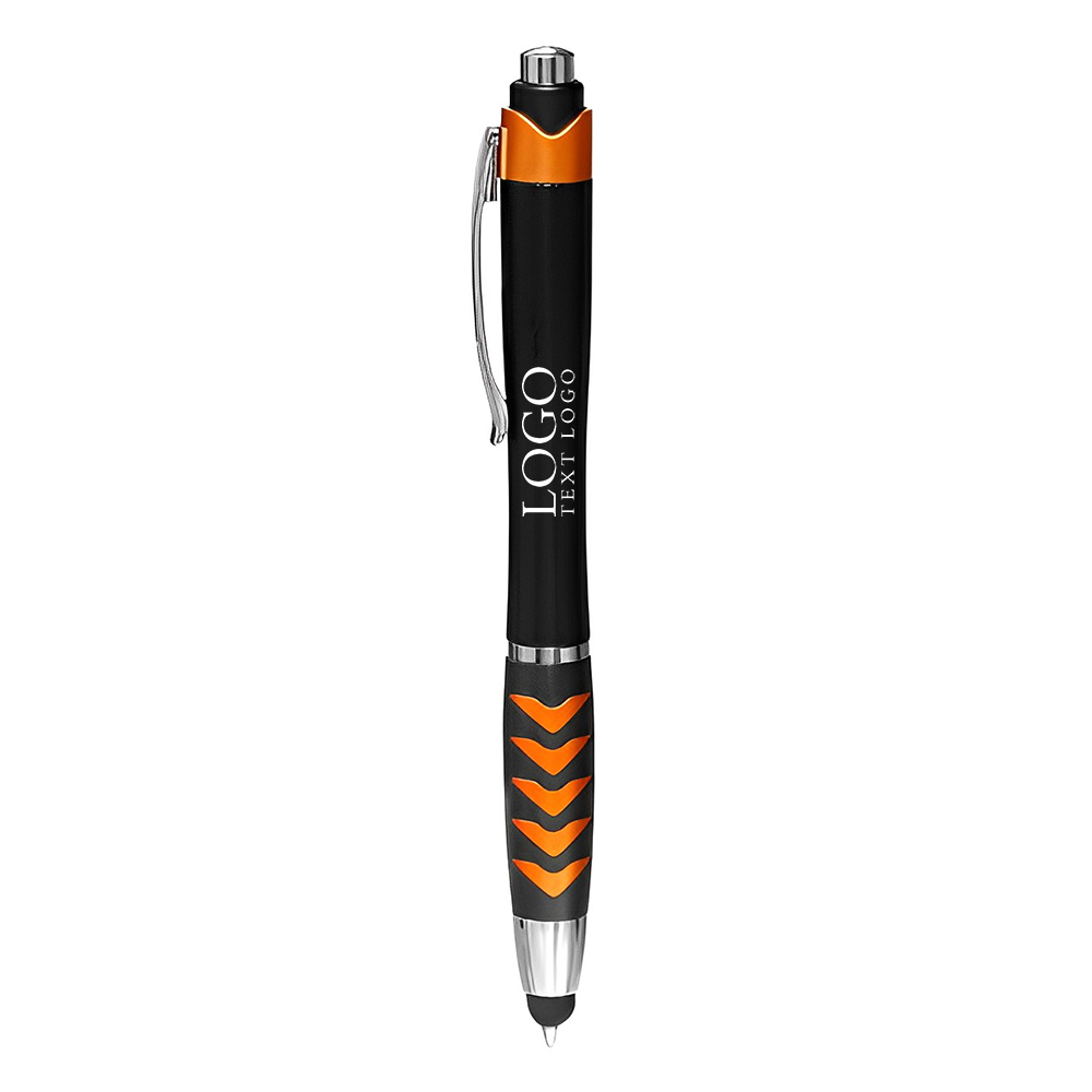 Orange Plastic Arrow Stylus Pen With Logo