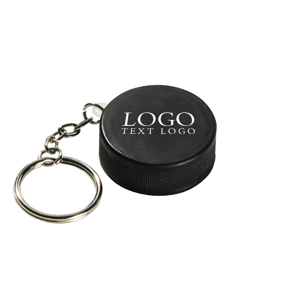 Hockey Puck Stress Reliever Key Chain With Logo