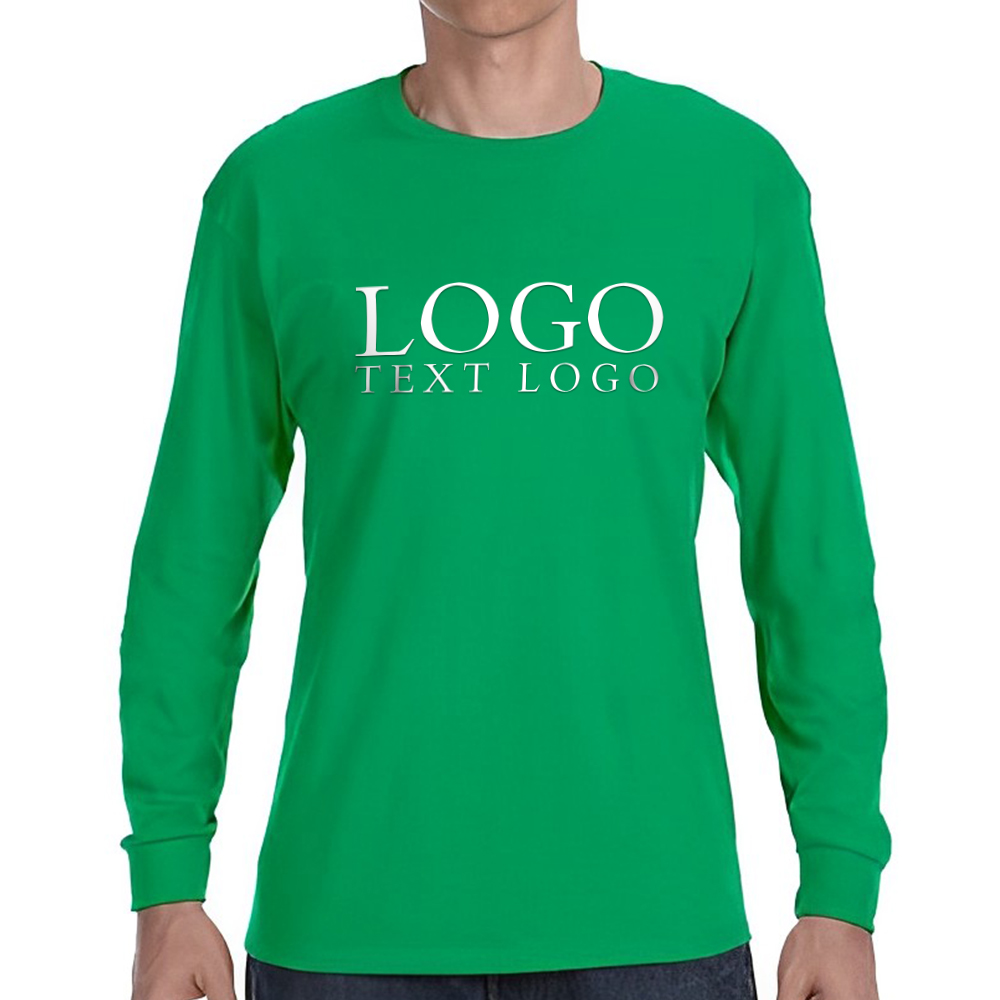 Marketing Gildan Heavy Cotton Long Sleeve T-Shirt Irish Green With Logo