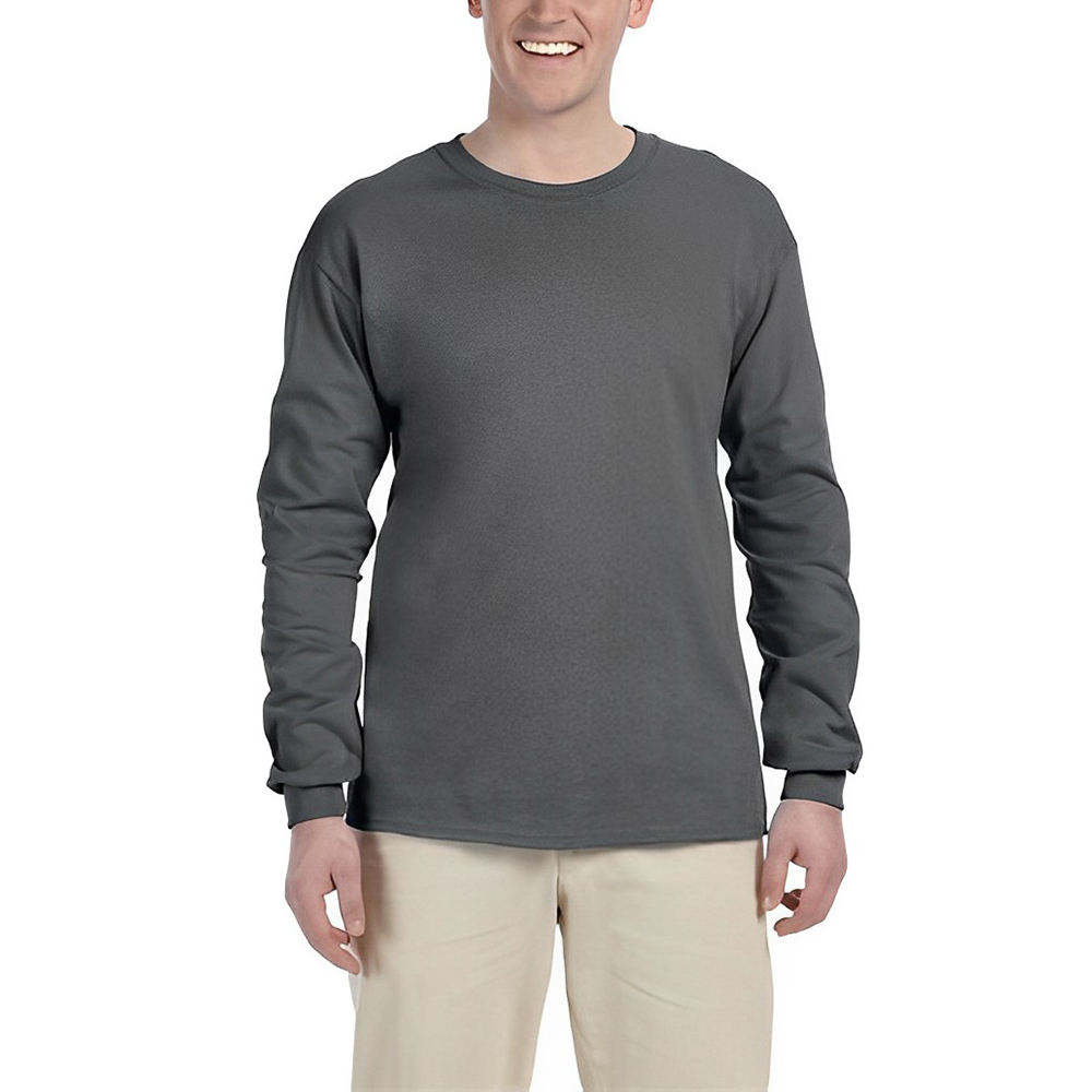 Fruit of The Loom HD Cotton Adult Long Sleeve T-Shirt Charcoal Grey Front
