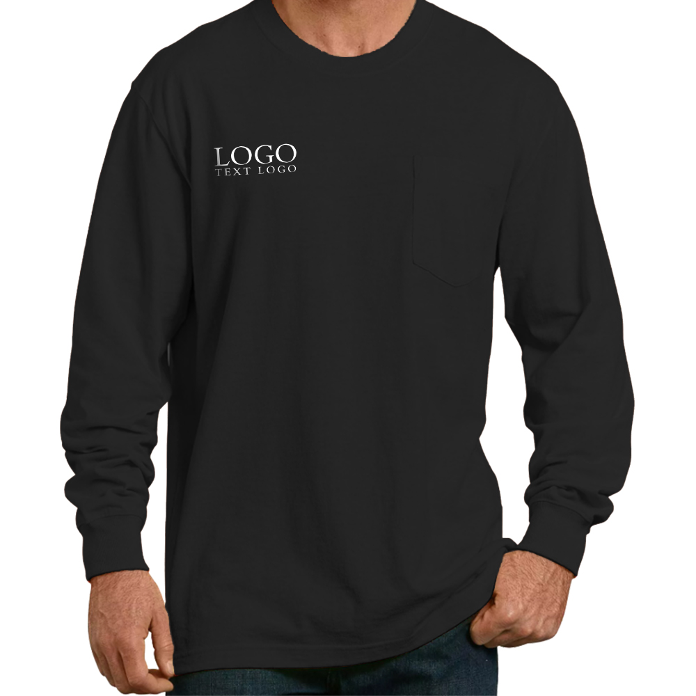 Black Custom Long Sleeve T-Shirt with 100% Preshrunk Cotton With Logo