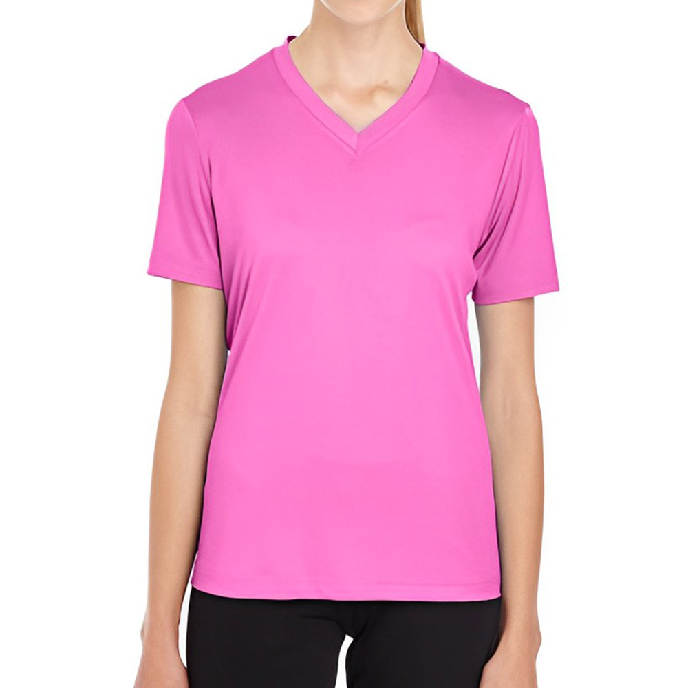 Team 365 Ladies' Zone Performance V-Neck T-Shirt Charity Pink