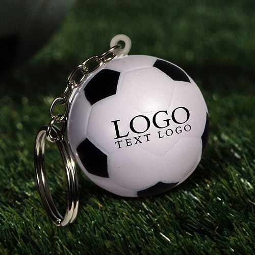 Soccer Ball Shaped PU Stress Reliever Key Chain